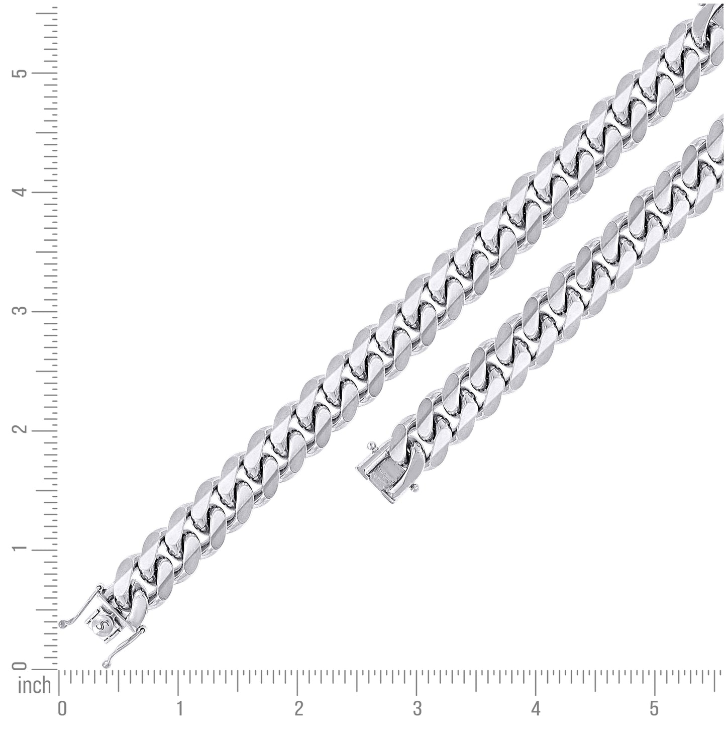 Sterling Silver Rhodium Plated Solid Miami Cuban Chain