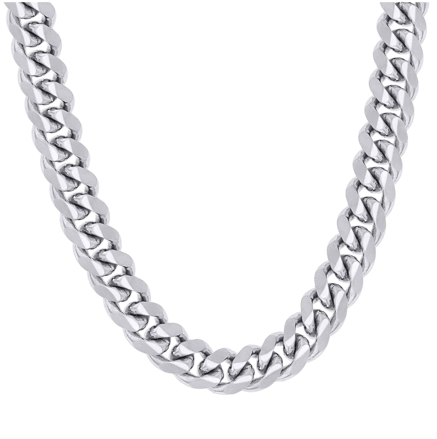 Sterling Silver Rhodium Plated Solid Miami Cuban Chain