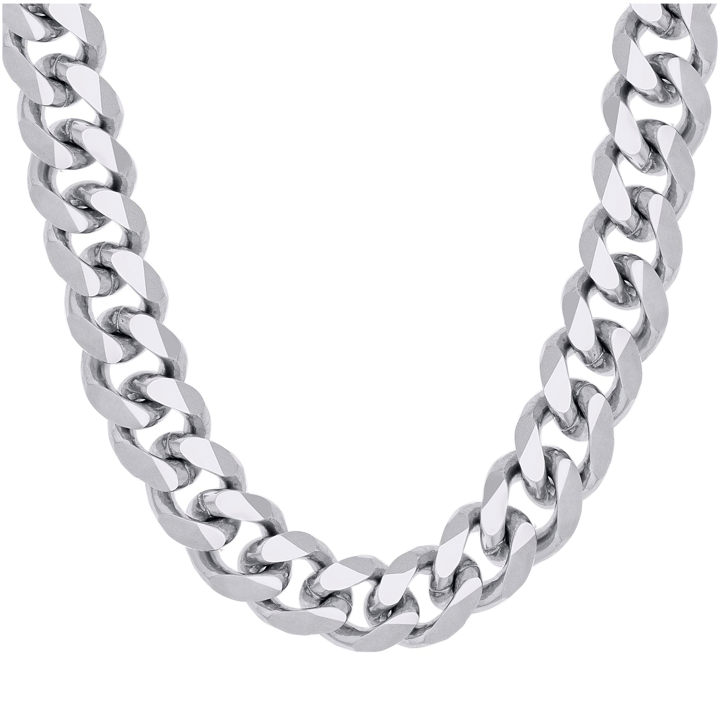 Sterling Silver Rhodium Plated Solid Miami Cuban Chain