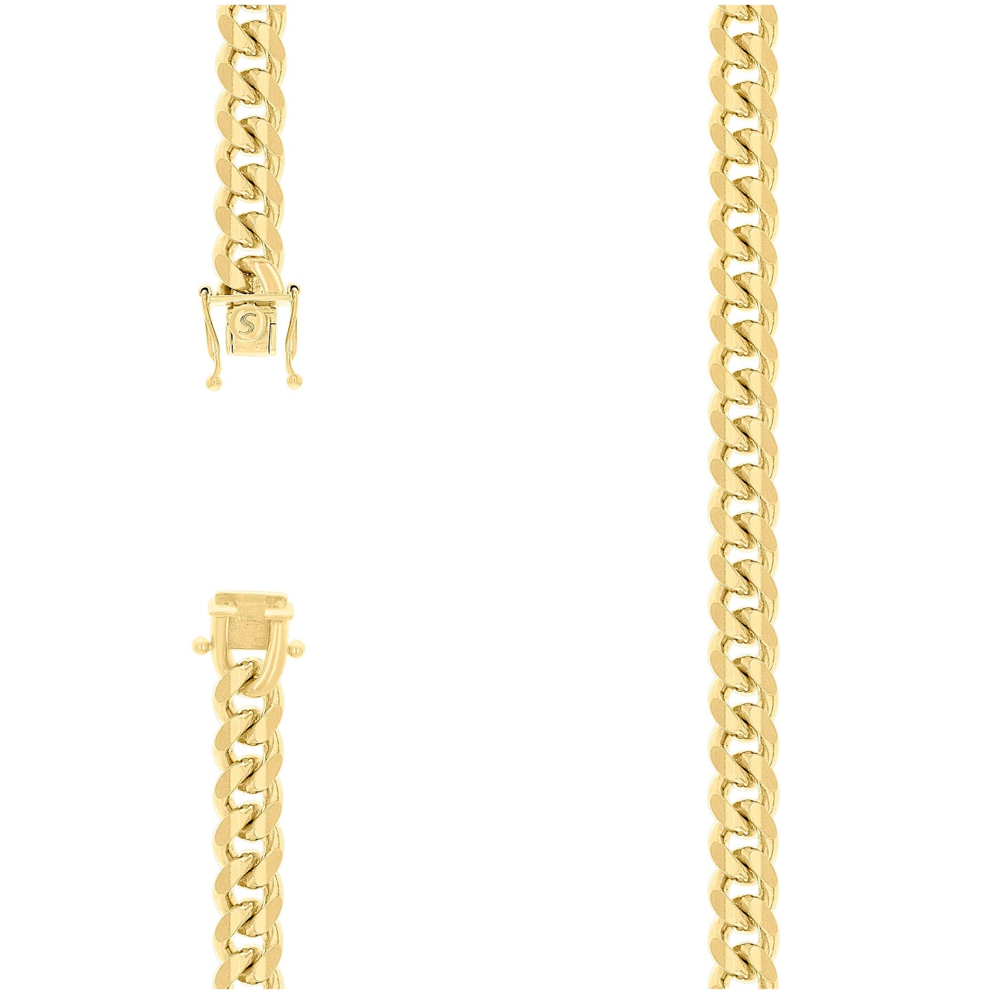 Sterling Silver Yellow-Tone Solid Miami Cuban Chain