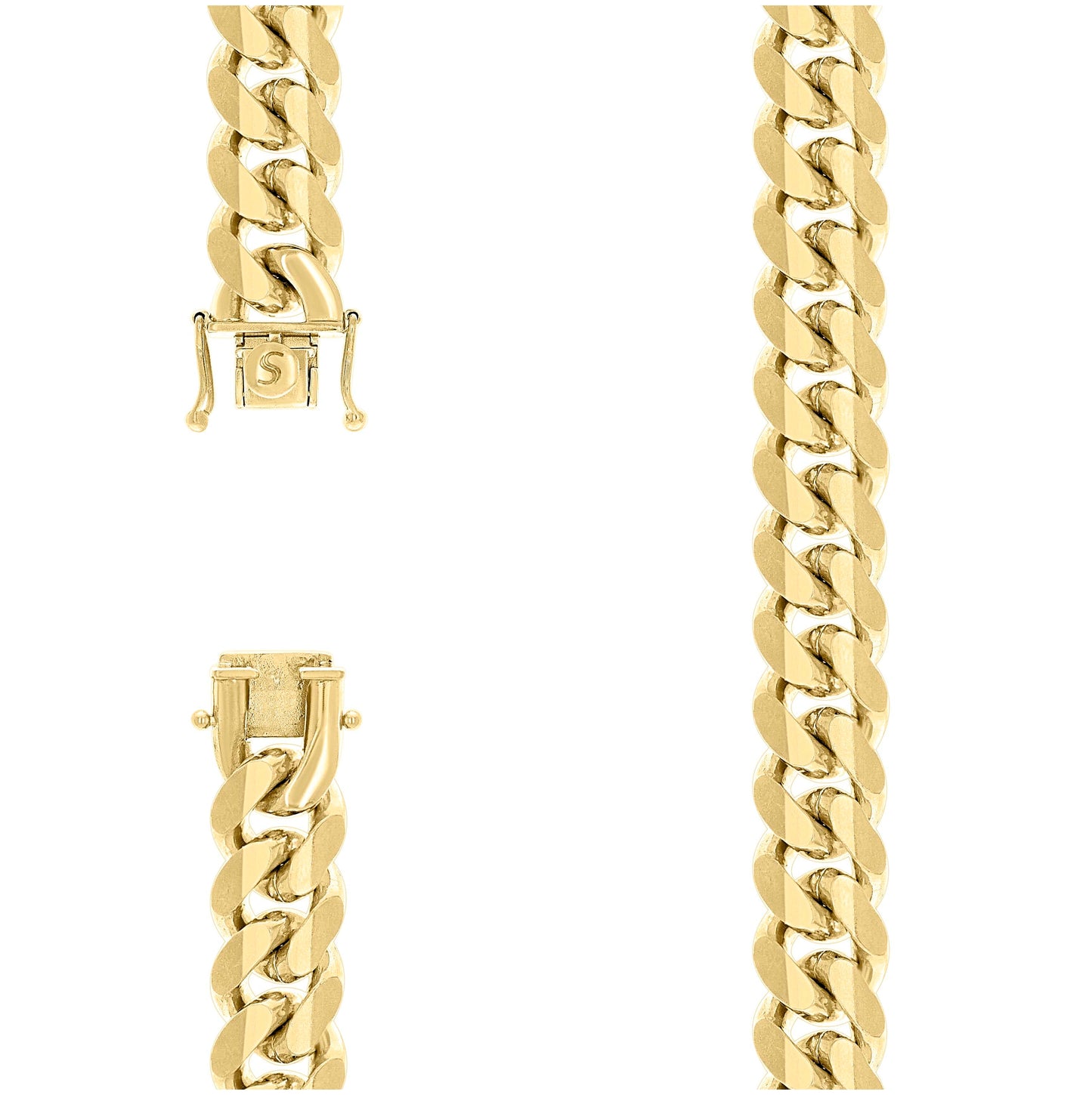 Sterling Silver Yellow-Tone Solid Miami Cuban Chain