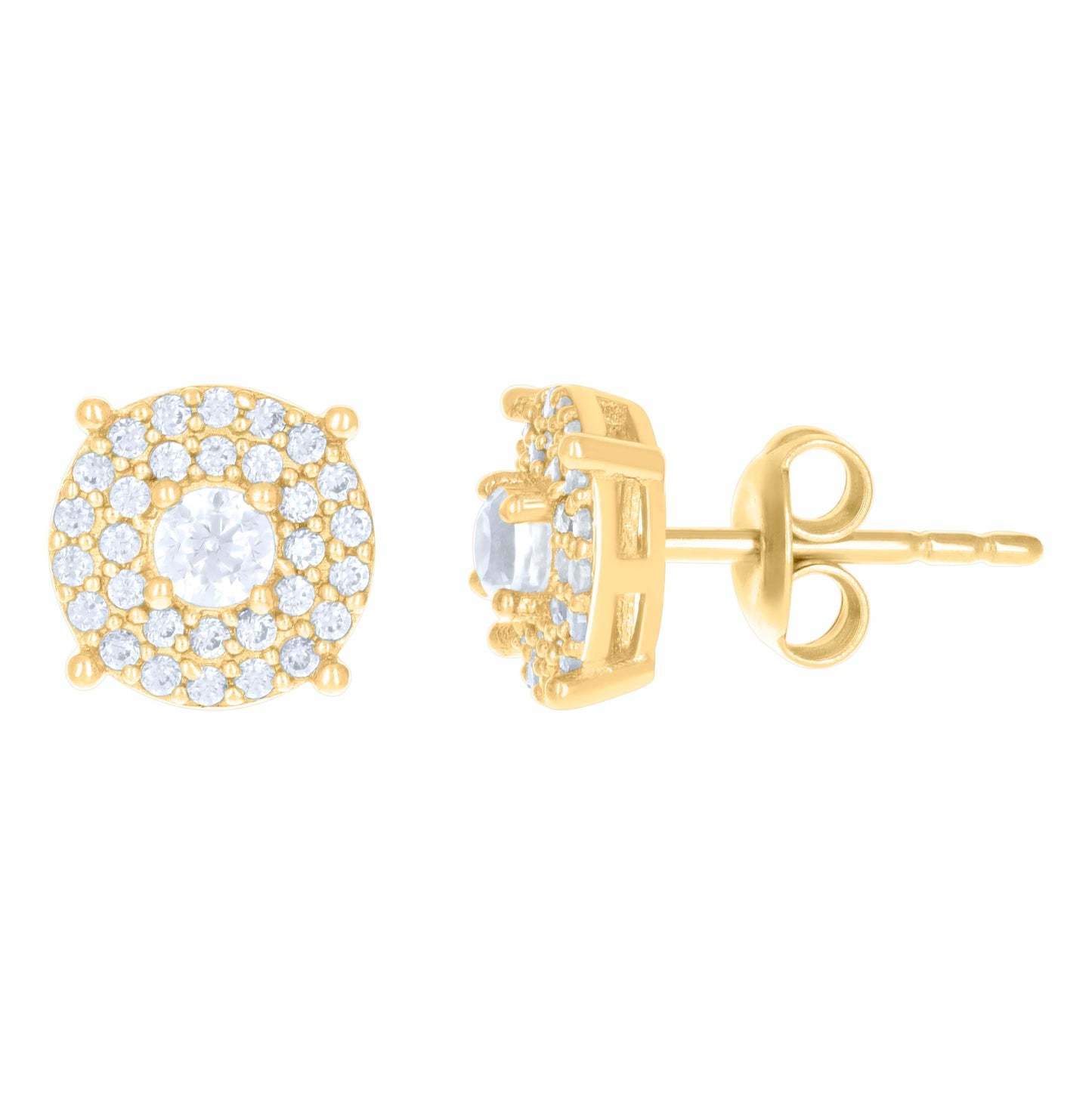 10K Yellow Gold Womens Cubic-Zirconia Fashion Stud Earrings