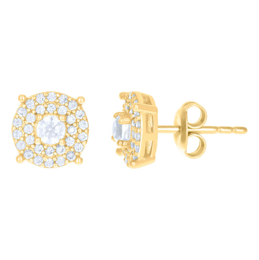 10K Yellow Gold Womens Cubic-Zirconia Fashion Stud Earrings