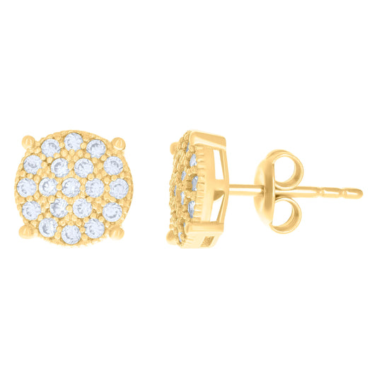 10K Yellow Gold Womens Cubic-Zirconia Fashion Stud Earrings