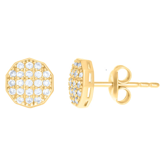 10K Yellow Gold Womens Cubic-Zirconia Octagon Fashion Stud Earrings
