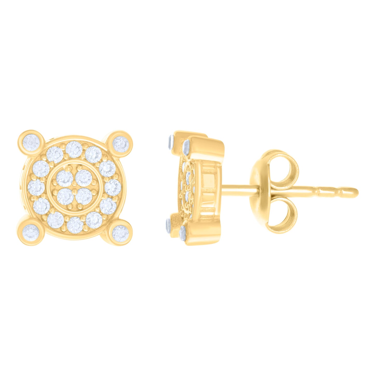 10K Yellow Gold Womens Cubic-Zirconia Fashion Stud Earrings