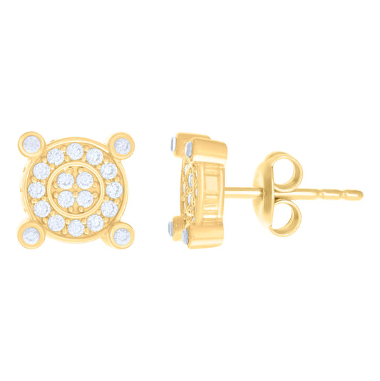 10K Yellow Gold Womens Cubic-Zirconia Fashion Stud Earrings