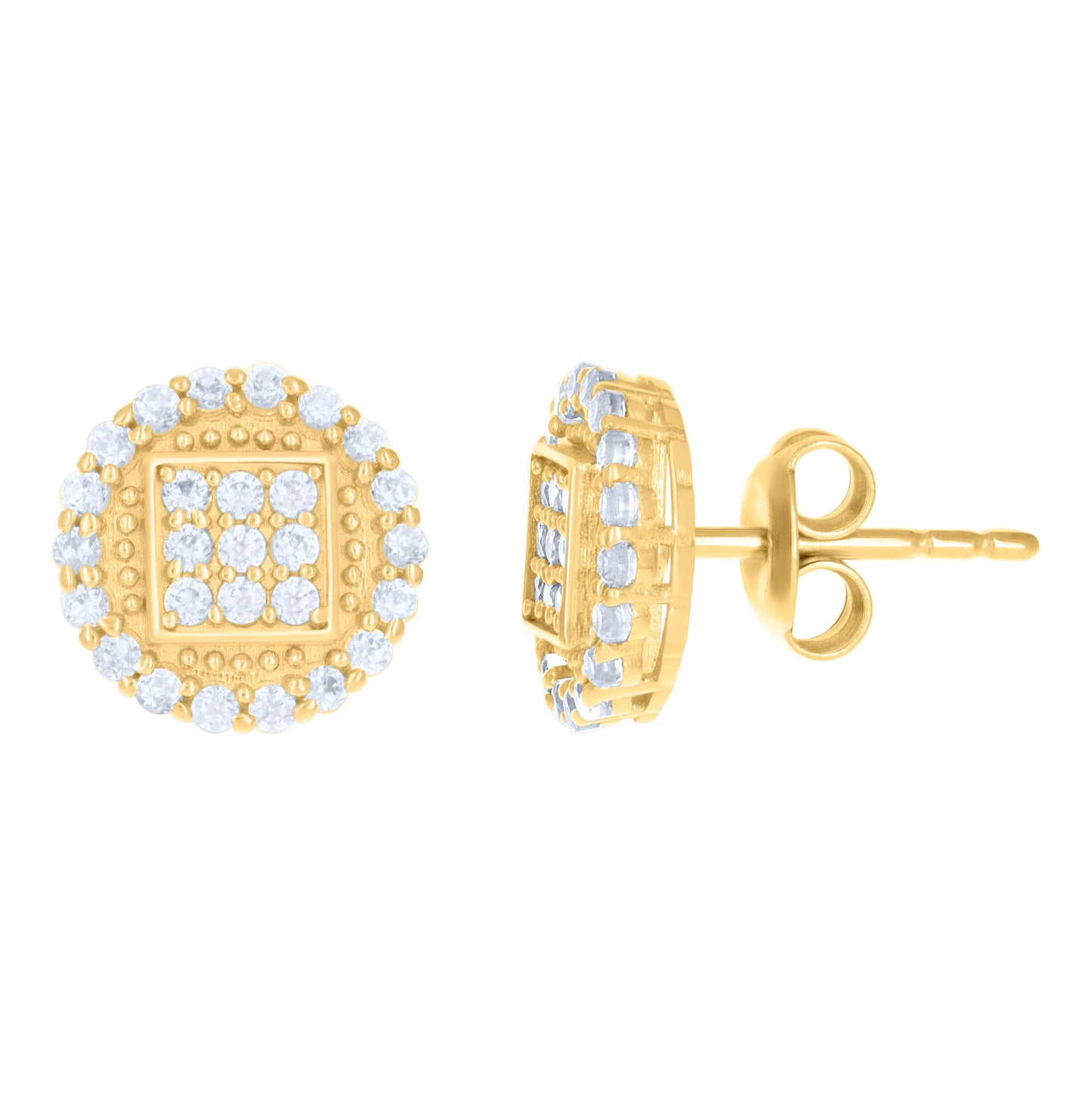 10K Yellow Gold Womens Cubic-Zirconia Fashion Stud Earrings
