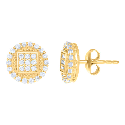 10K Yellow Gold Womens Cubic-Zirconia Fashion Stud Earrings