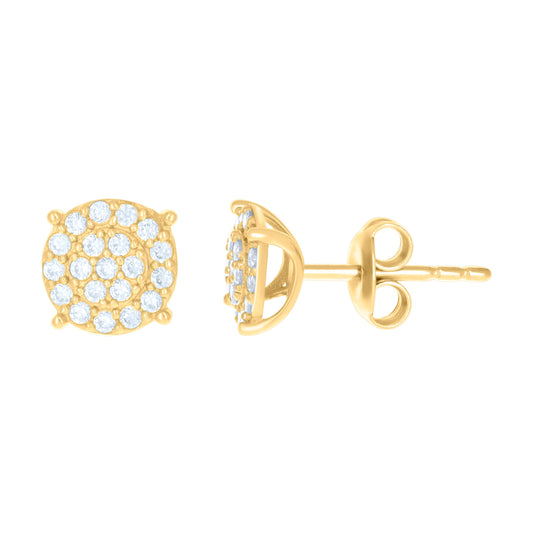 10K Yellow Gold Womens Cubic-Zirconia Fashion Stud Earrings