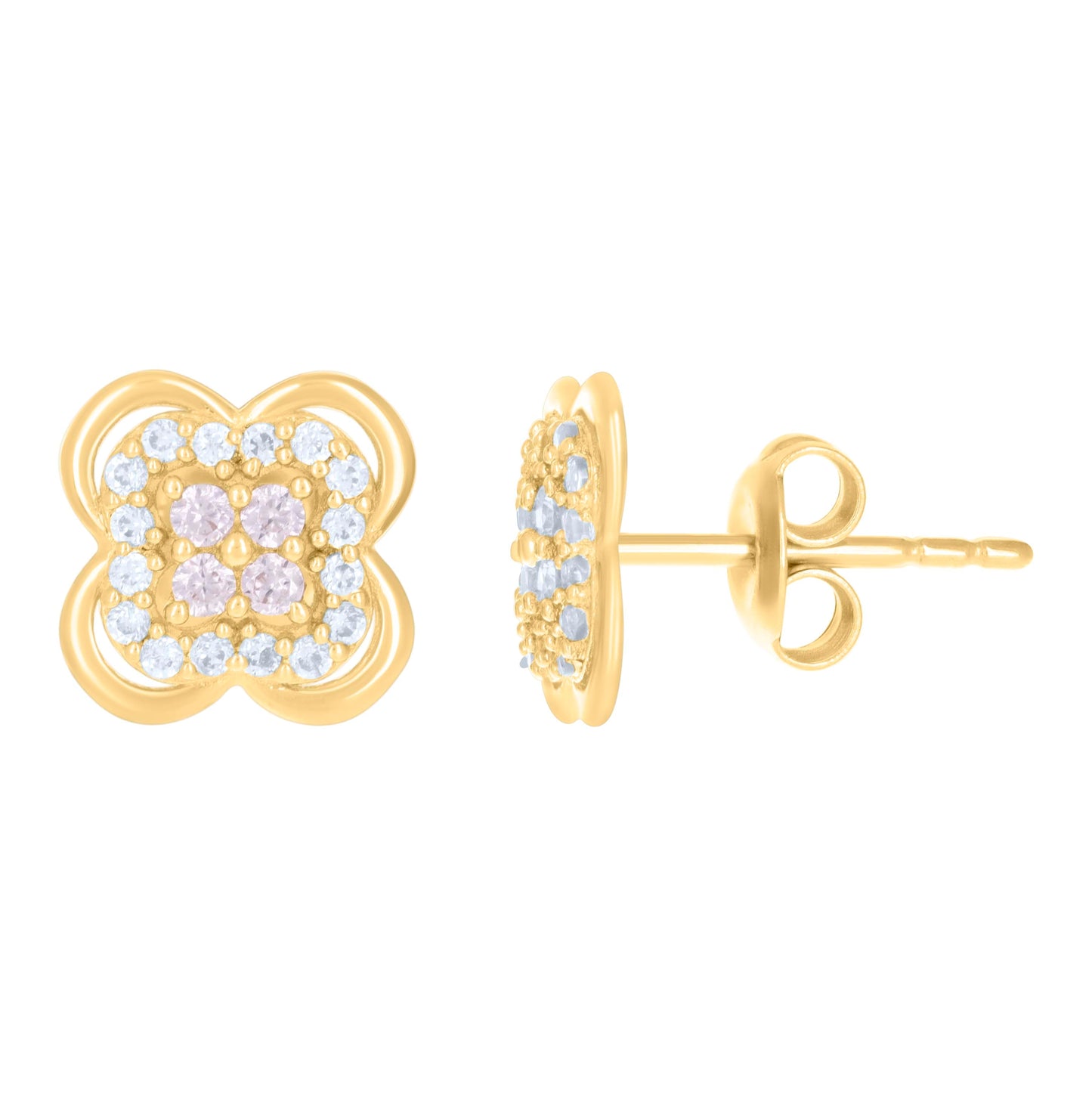 10K Yellow Gold Womens Cubic-Zirconia Fashion Stud Earrings