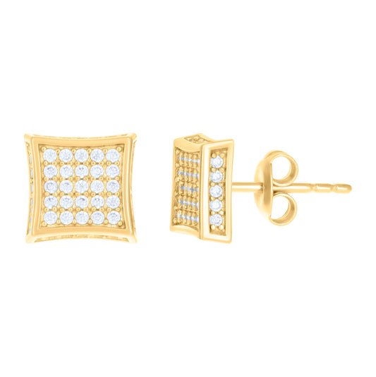 10K Yellow Gold Womens Cubic-Zirconia Square Fashion Stud Earrings