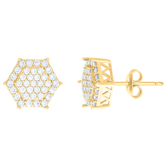 10K Yellow Gold Womens Cubic-Zirconia Fashion Stud Earrings