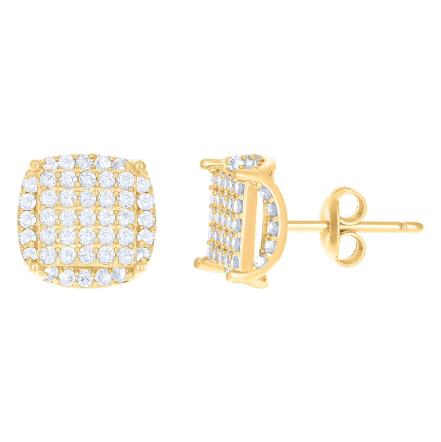 10K Yellow Gold Womens Cubic-Zirconia Square Fashion Stud Earrings