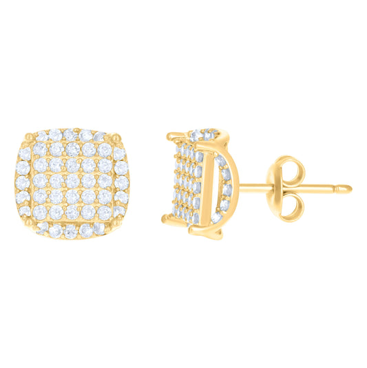 10K Yellow Gold Womens Cubic-Zirconia Square Fashion Stud Earrings