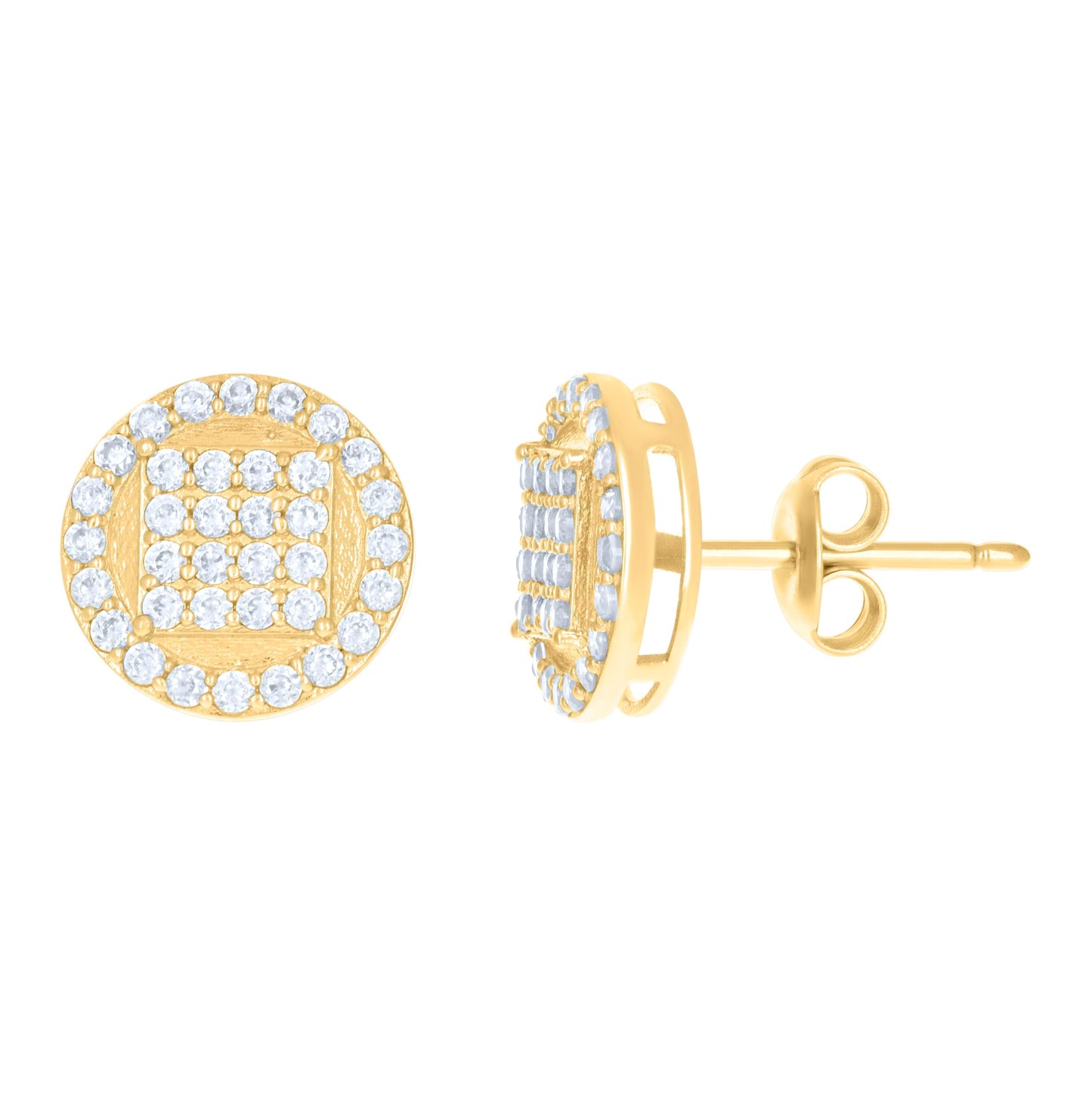 10K Yellow Gold Womens Cubic-Zirconia Fashion Stud Earrings