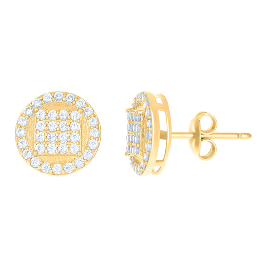 10K Yellow Gold Womens Cubic-Zirconia Fashion Stud Earrings
