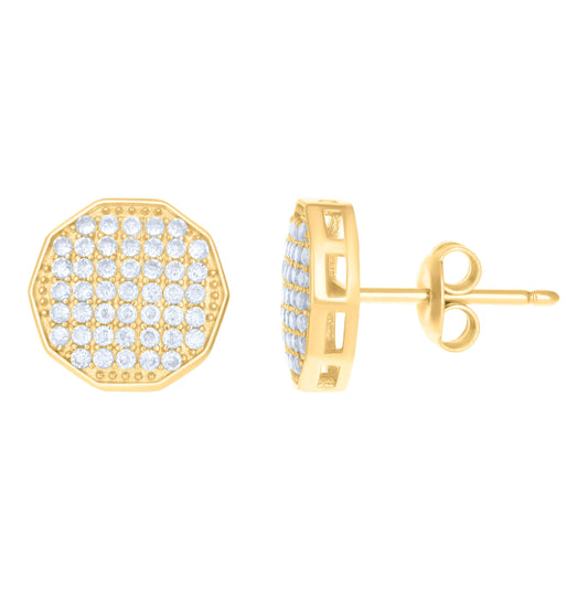 10K Yellow Gold Womens Cubic-Zirconia Octagon Fashion Stud Earrings