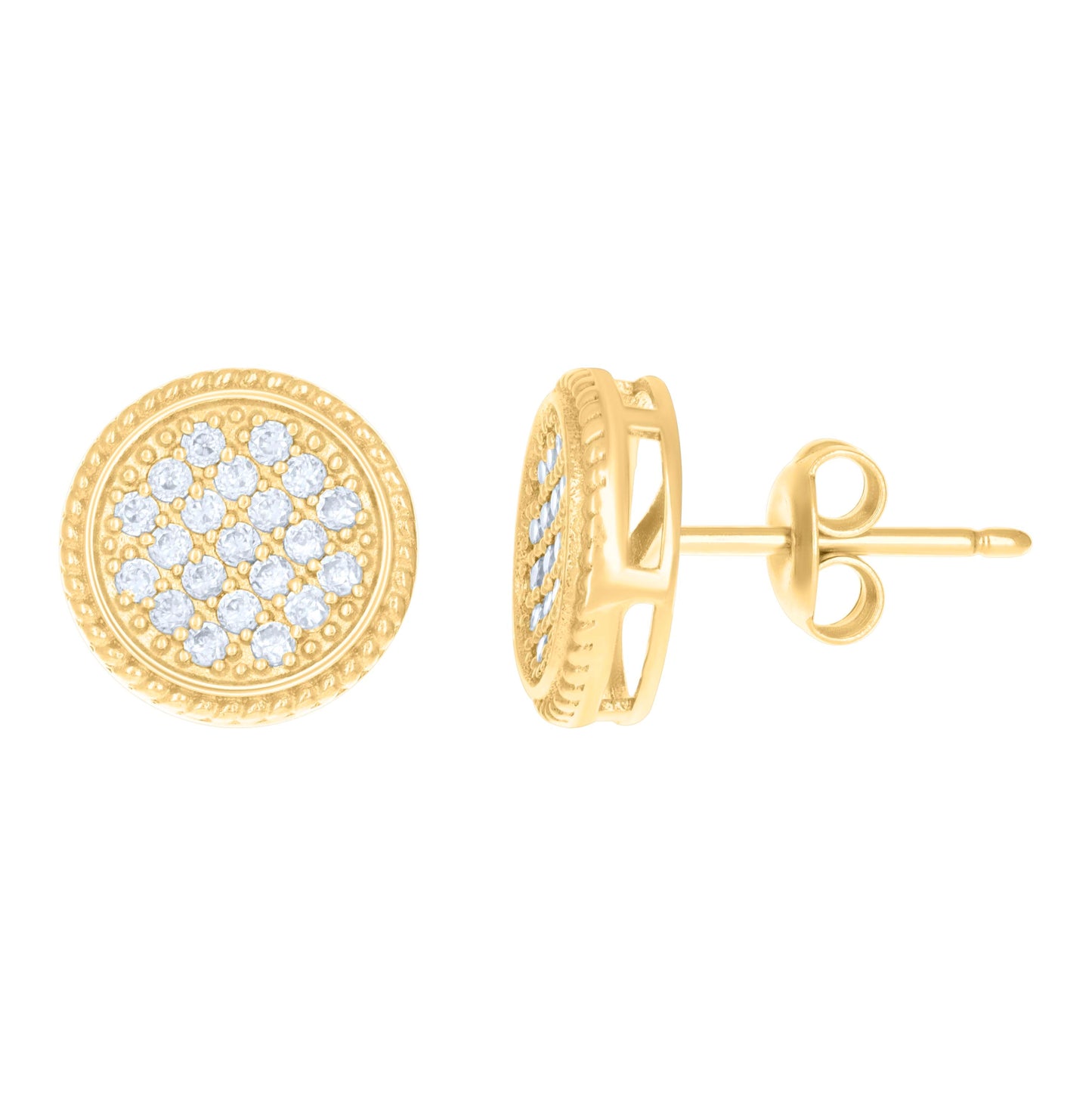 10K Yellow Gold Womens Cubic-Zirconia Fashion Stud Earrings