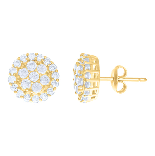 10K Yellow Gold Womens Cubic-Zirconia Fashion Stud Earrings