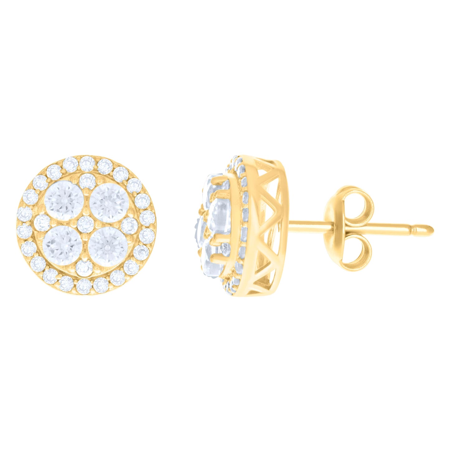 10K Yellow Gold Womens Cubic-Zirconia Fashion Stud Earrings