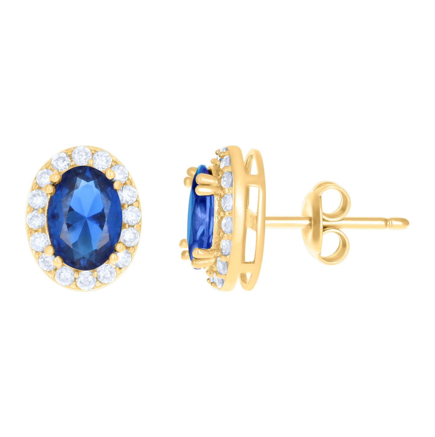 10K Yellow Gold Womens Oval Round Cubic-Zirconia Oval Fashion Stud Earrings