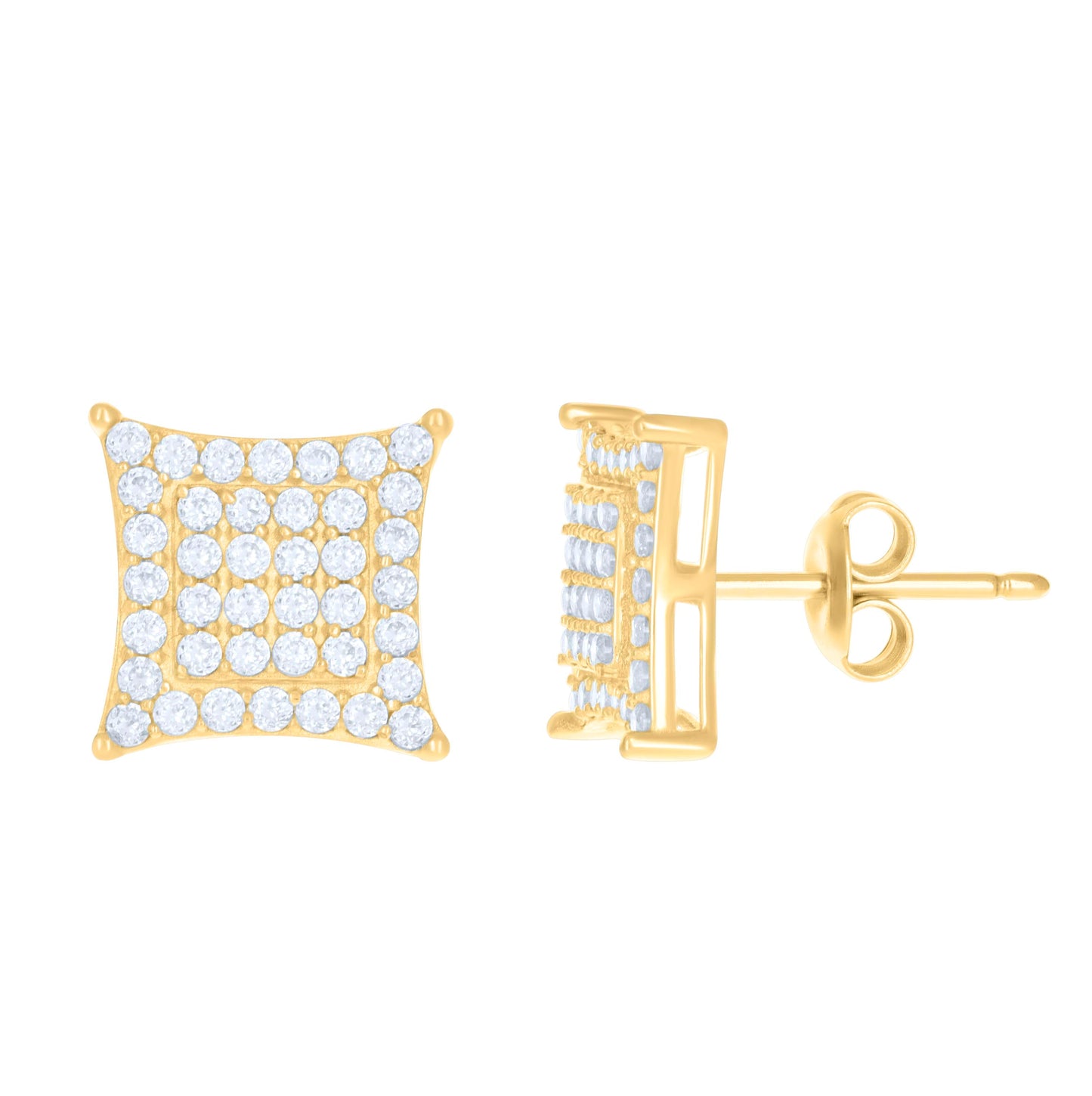 10K Yellow Gold Womens Cubic-Zirconia Square Fashion Stud Earrings