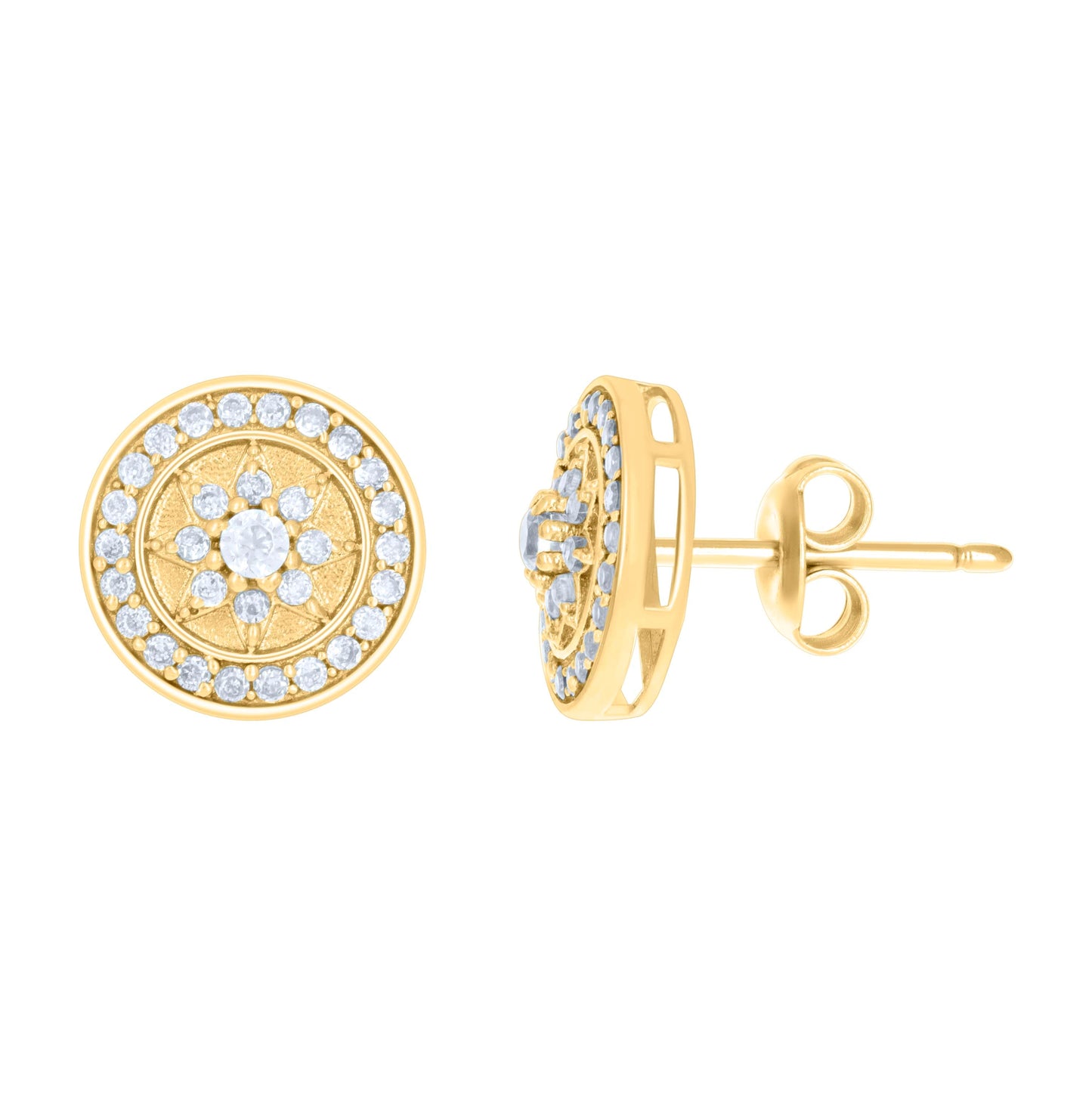 10K Yellow Gold Womens Cubic-Zirconia Fashion Stud Earrings