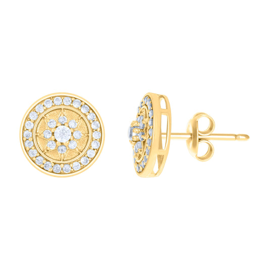 10K Yellow Gold Womens Cubic-Zirconia Fashion Stud Earrings