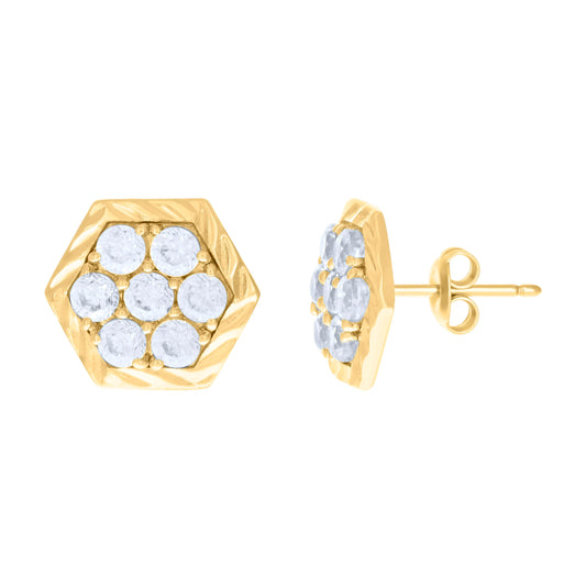 10K Yellow Gold Womens Cubic-Zirconia Fashion Stud Earrings