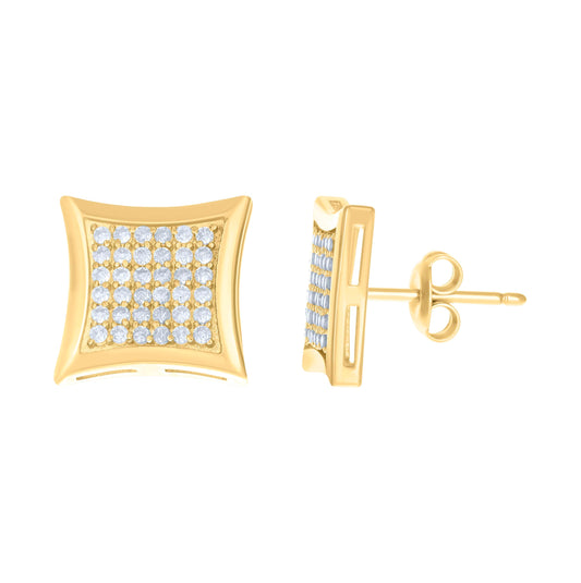 10K Yellow Gold Womens Cubic-Zirconia Square Fashion Stud Earrings