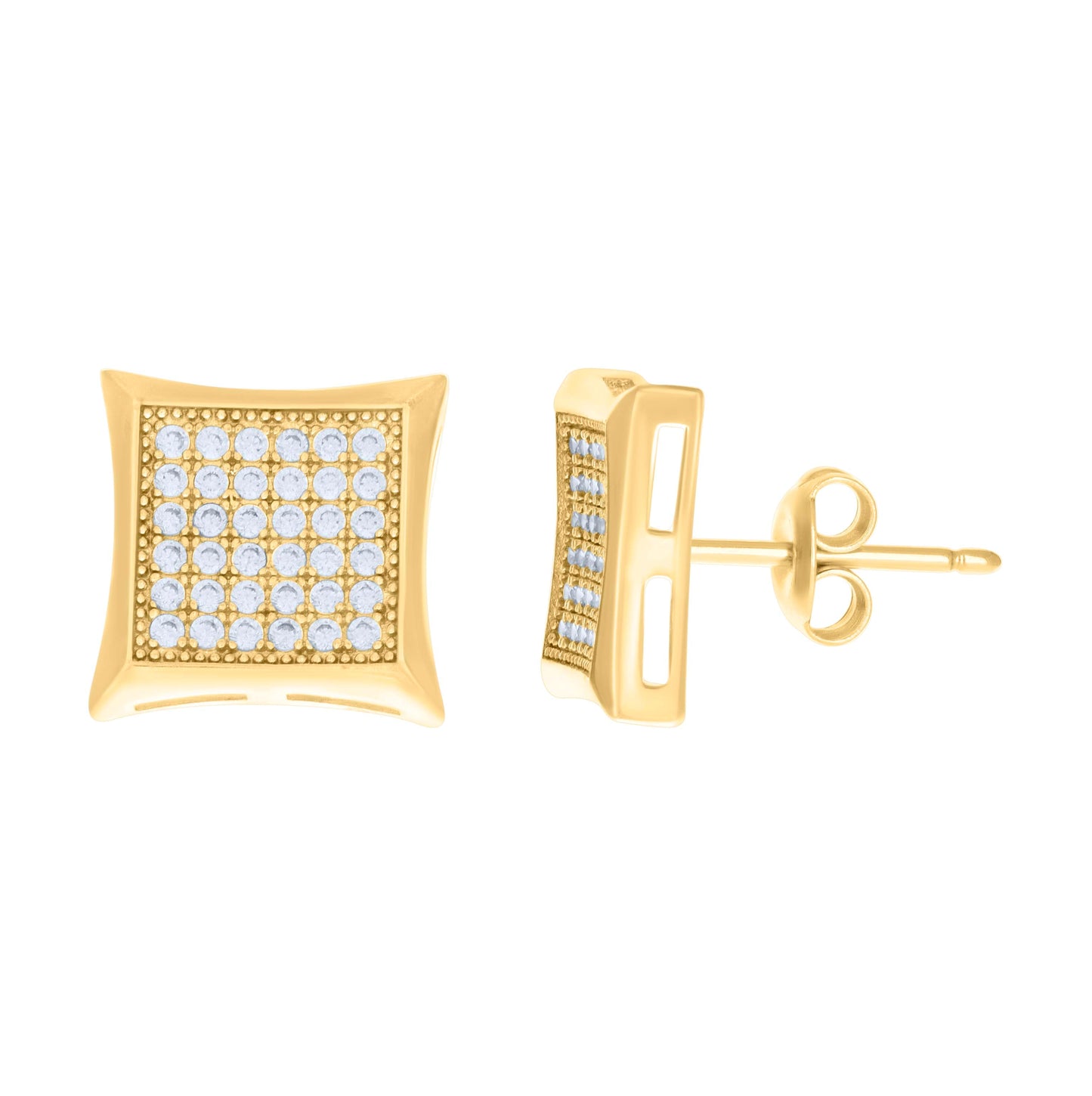 10K Yellow Gold Womens Cubic-Zirconia Square Fashion Stud Earrings
