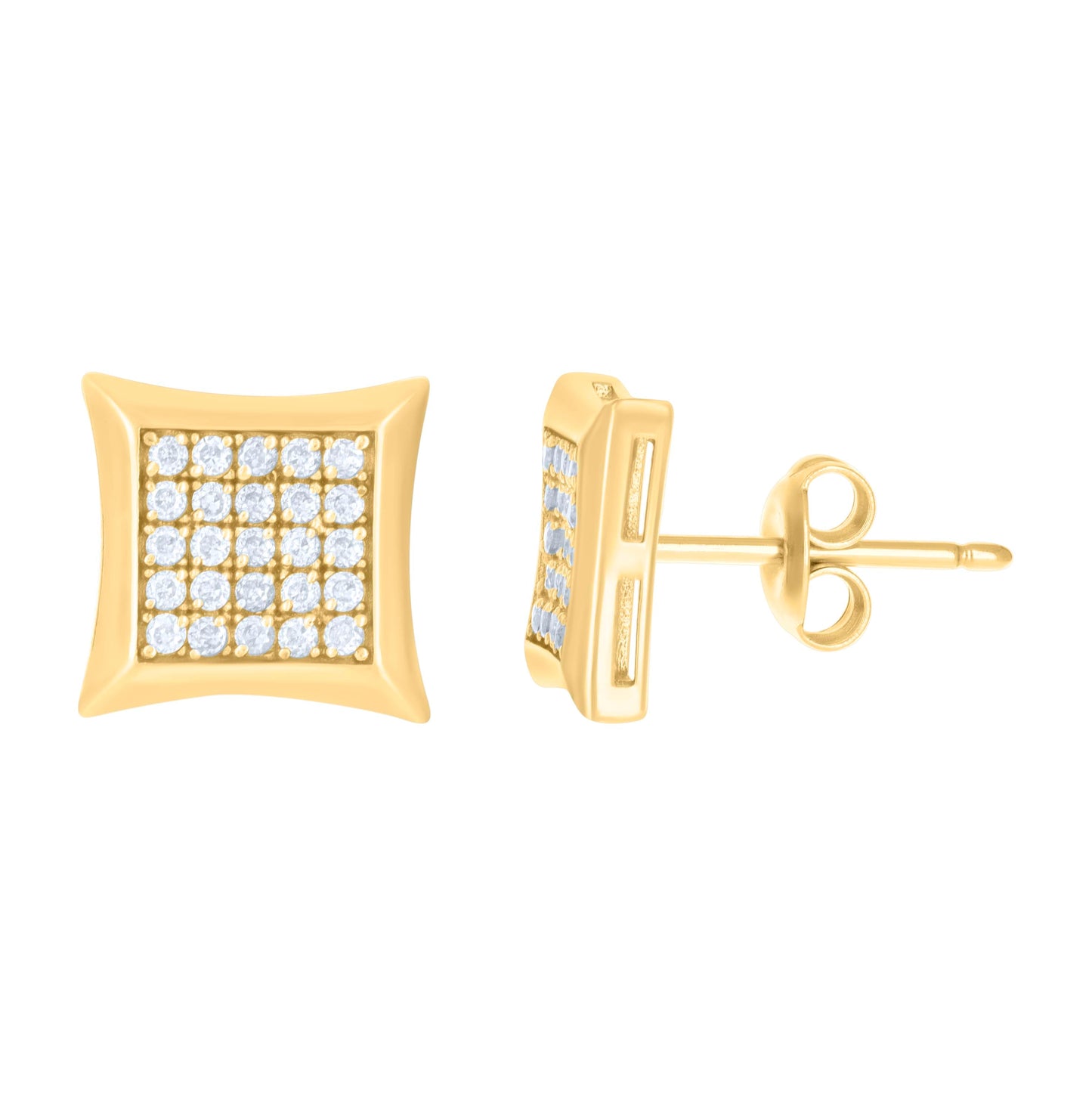 10K Yellow Gold Womens Cubic-Zirconia Square Fashion Stud Earrings