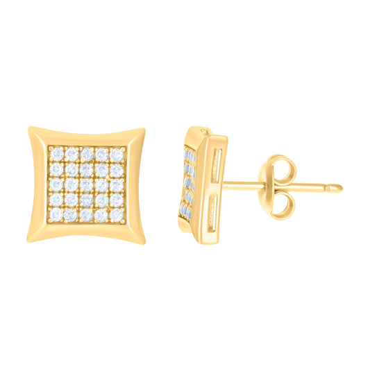 10K Yellow Gold Womens Cubic-Zirconia Square Fashion Stud Earrings