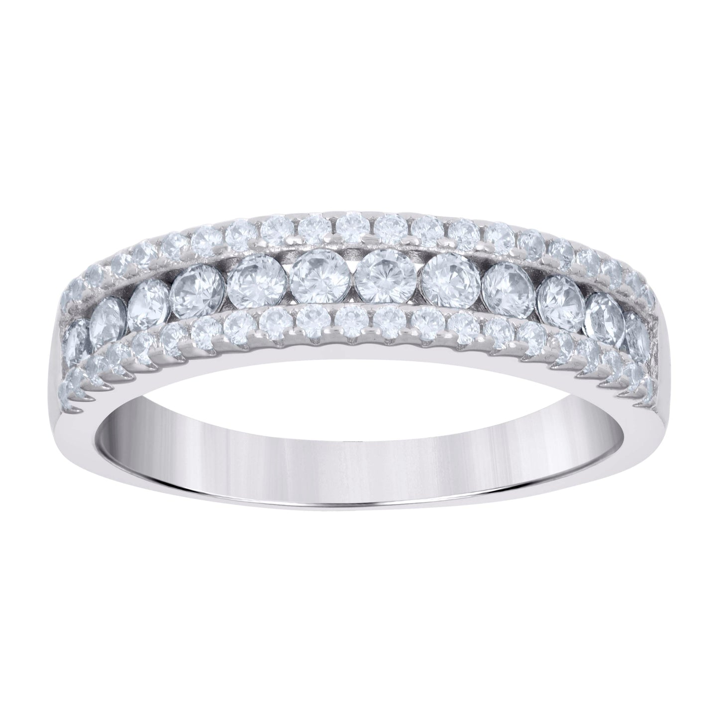 Sterling Silver Women's Cubic-Zirconia Fashion Bridal Anniversary Wedding Engagement Band Ring