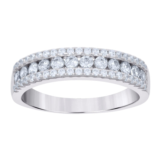 Sterling Silver Women's Cubic-Zirconia Fashion Bridal Anniversary Wedding Engagement Band Ring