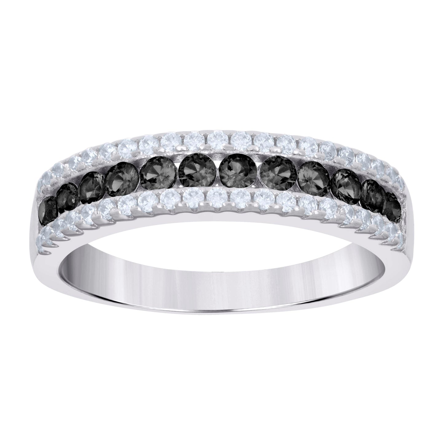 Sterling Silver Women's Cubic-Zirconia Fashion Bridal Anniversary Wedding Engagement Band Ring