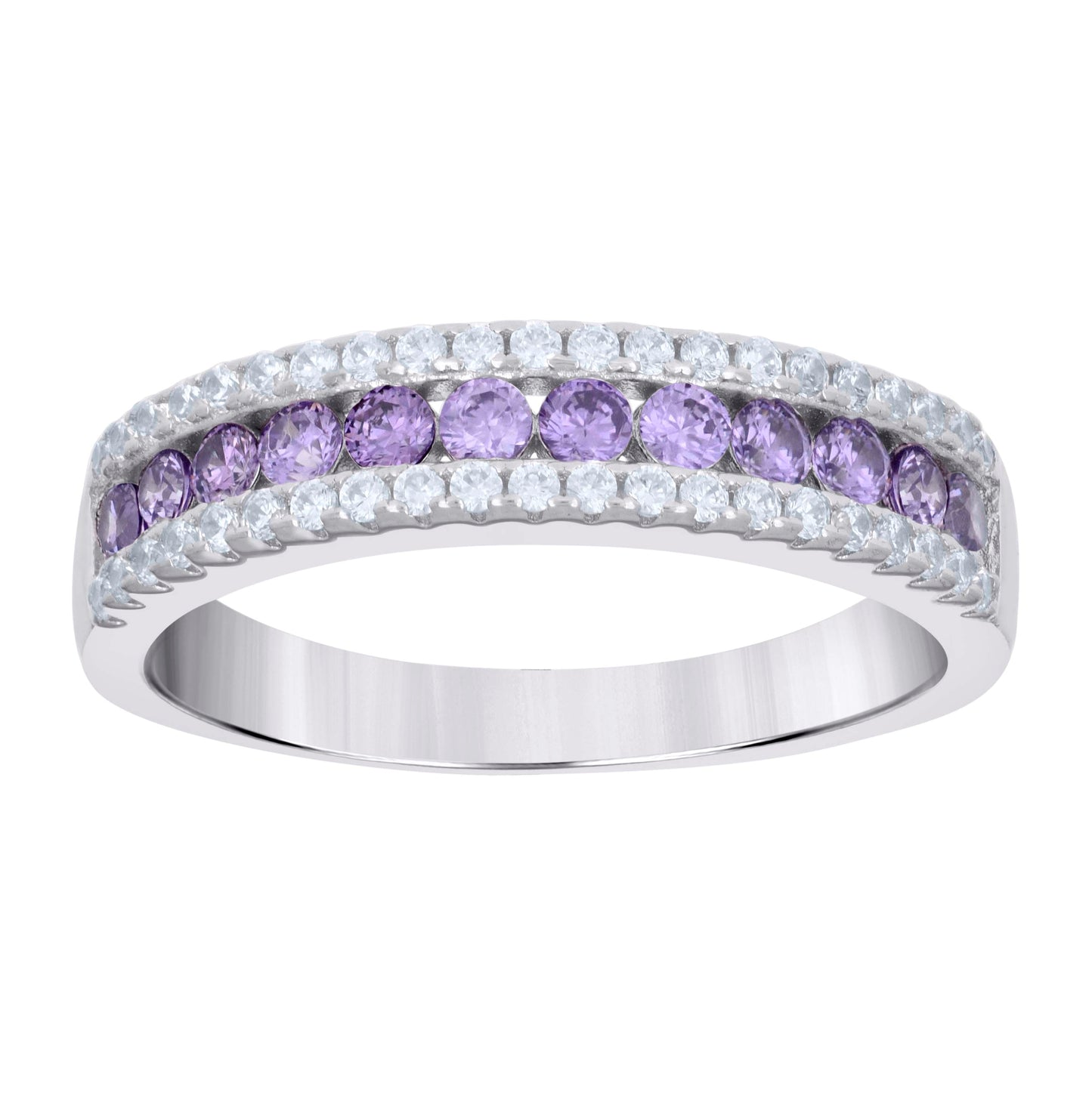 Sterling Silver Women's Cubic-Zirconia Fashion Bridal Anniversary Wedding Engagement Band Ring