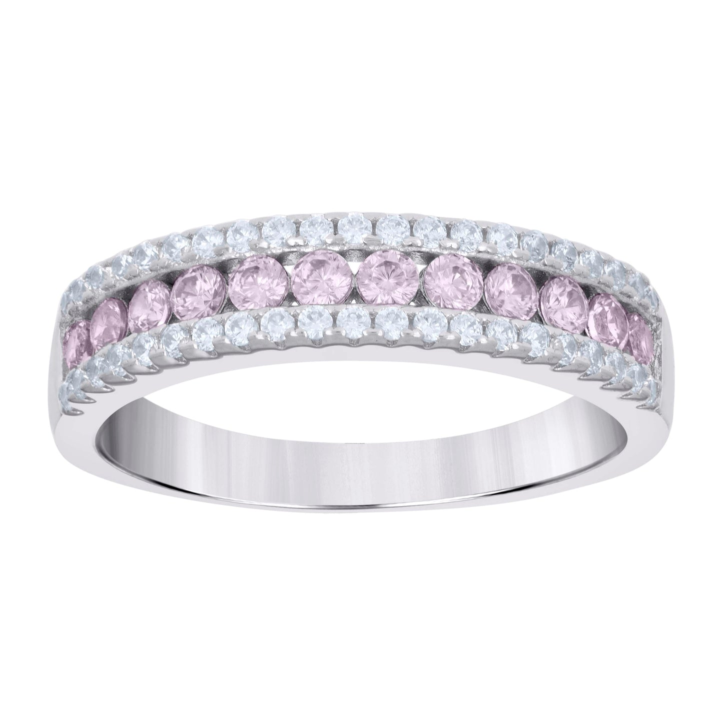 Sterling Silver Women's Cubic-Zirconia Fashion Bridal Anniversary Wedding Engagement Band Ring