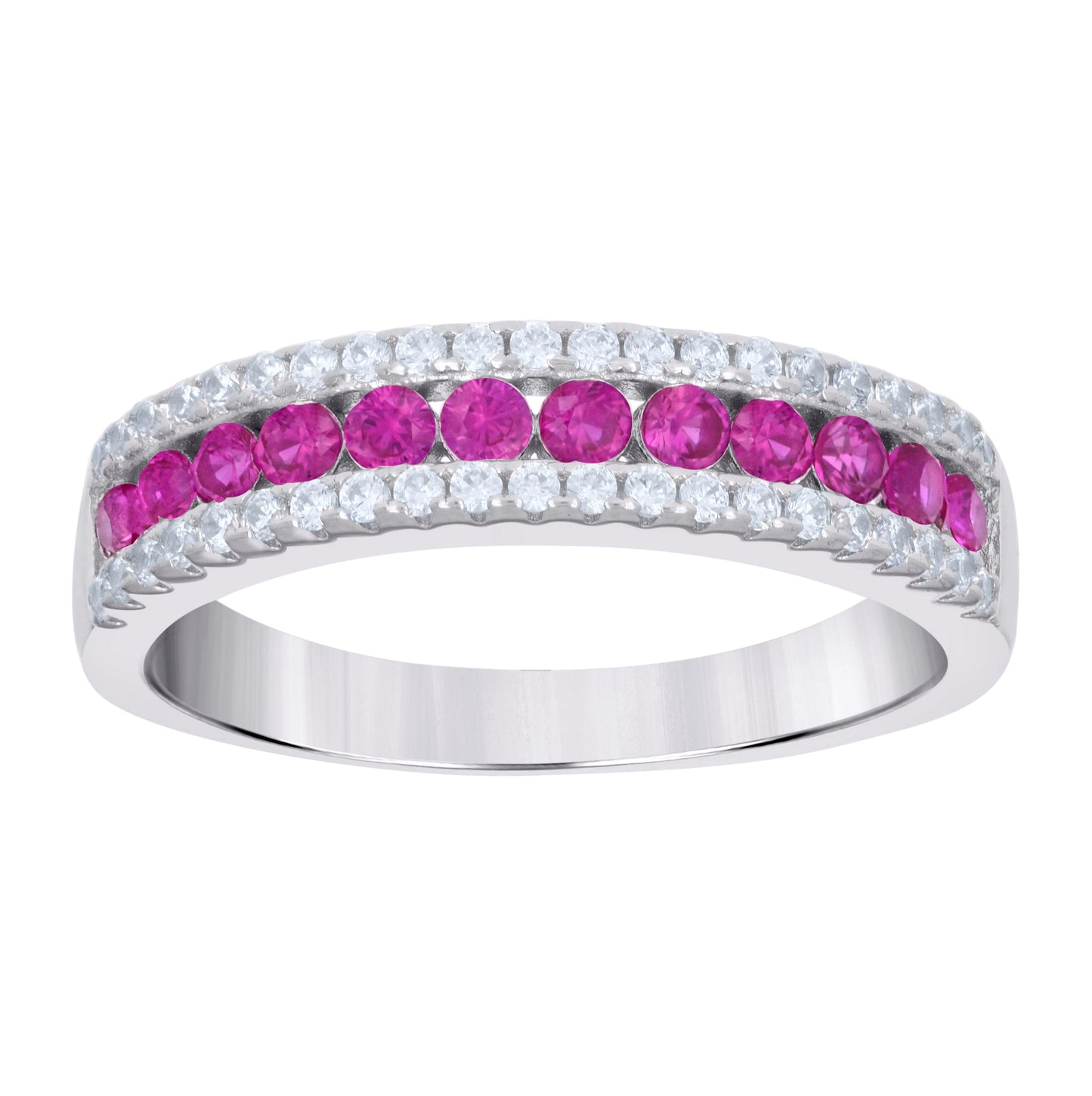 Sterling Silver Women's Cubic-Zirconia Fashion Bridal Anniversary Wedding Engagement Band Ring