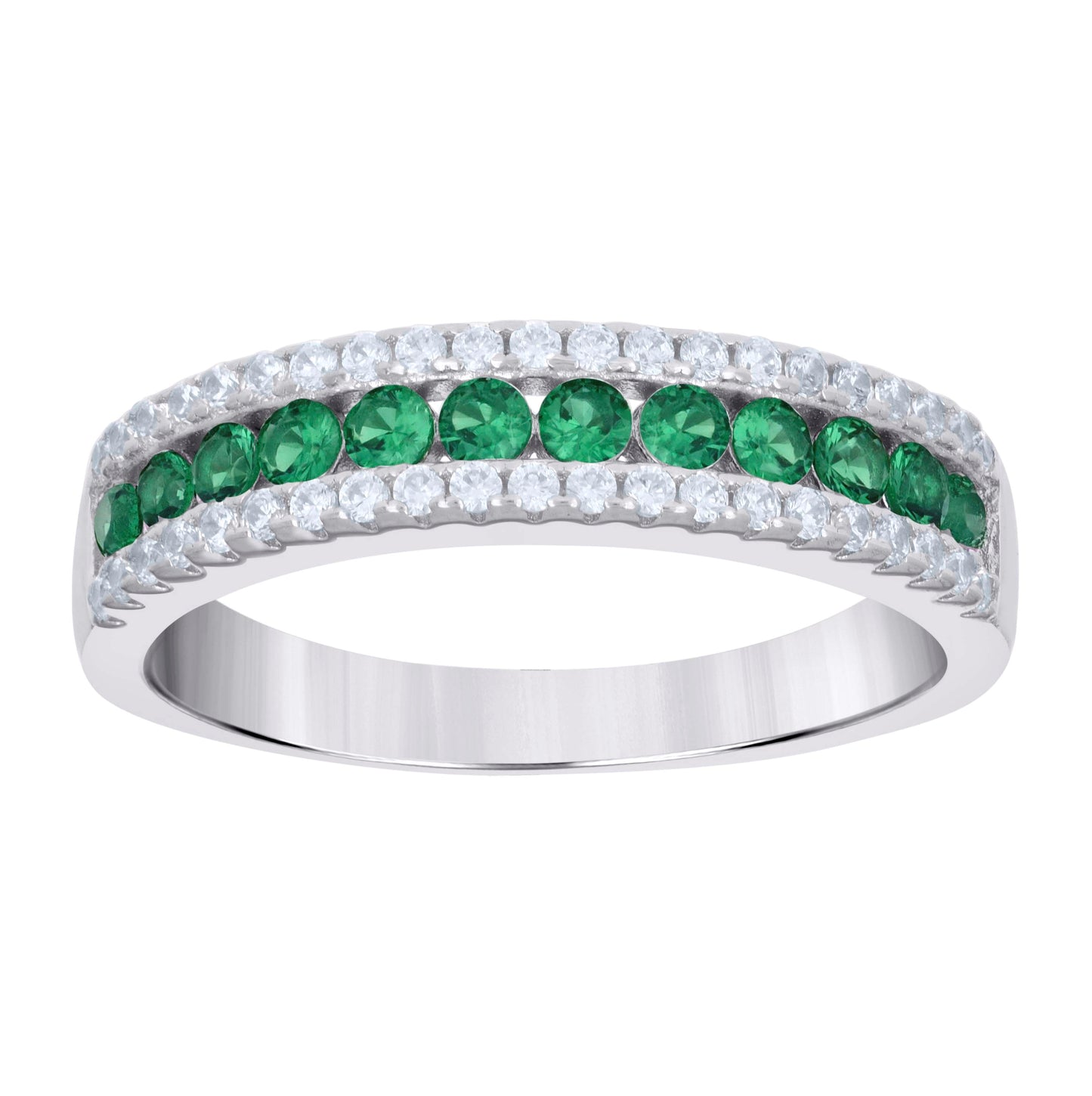 Sterling Silver Women's Cubic-Zirconia Fashion Bridal Anniversary Wedding Engagement Band Ring