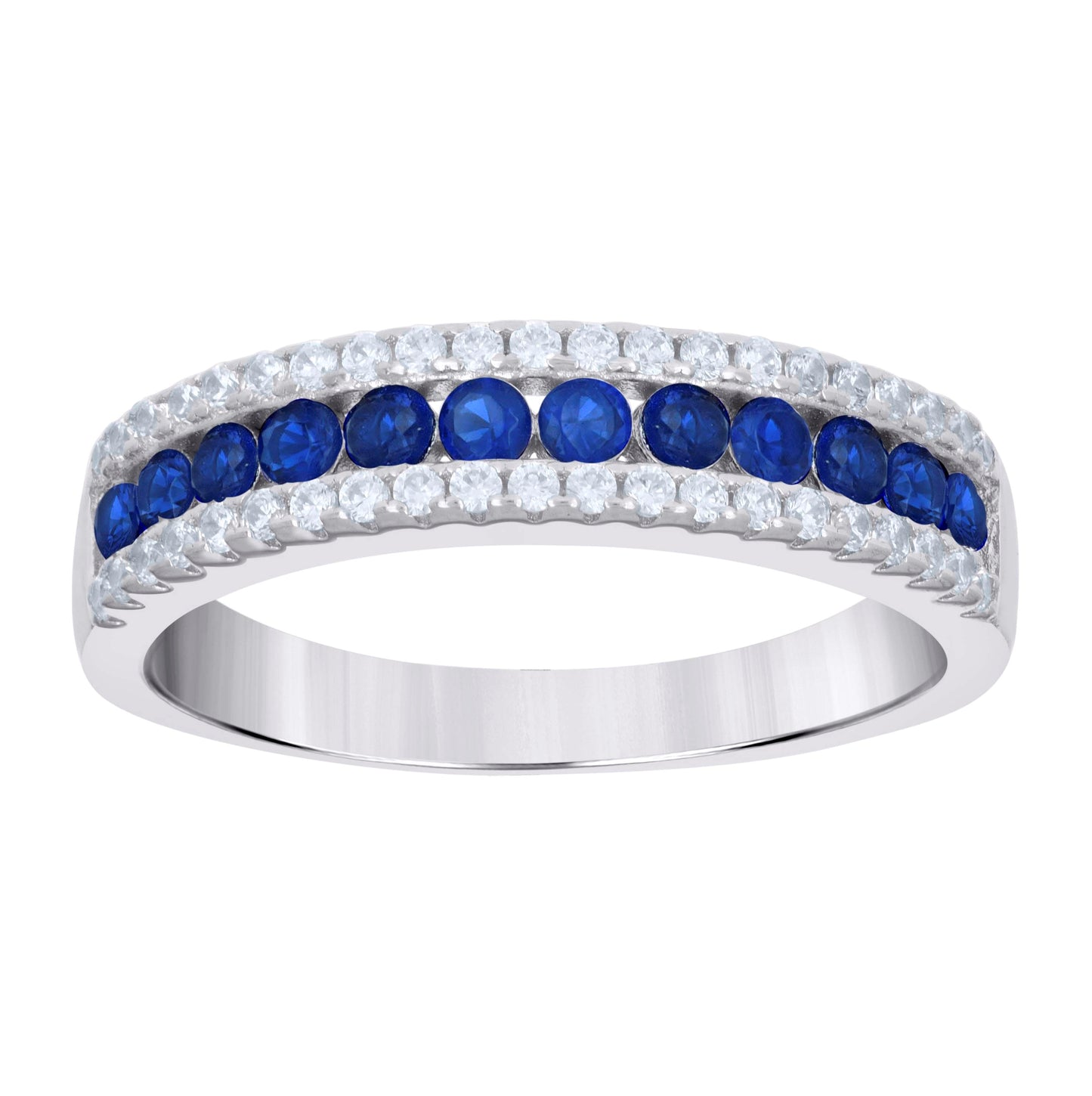 Sterling Silver Women's Cubic-Zirconia Fashion Bridal Anniversary Wedding Engagement Band Ring