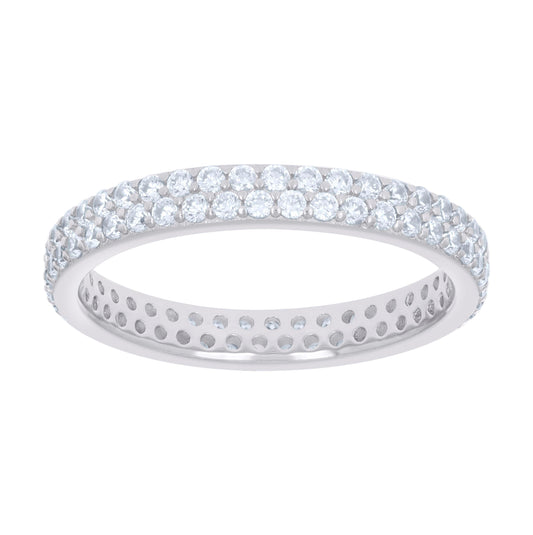 Sterling Silver Women's Cubic-Zirconia Bridal Anniversary Engagement Wedding Band Ring