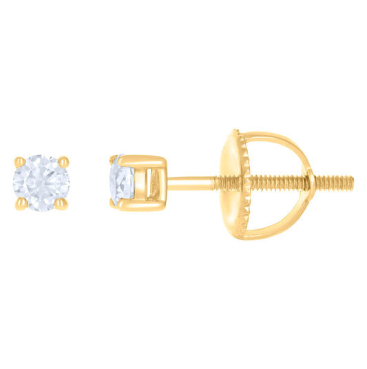 10K Yellow Or White Gold Unisex Moissanite Solitaire Stud Earrings