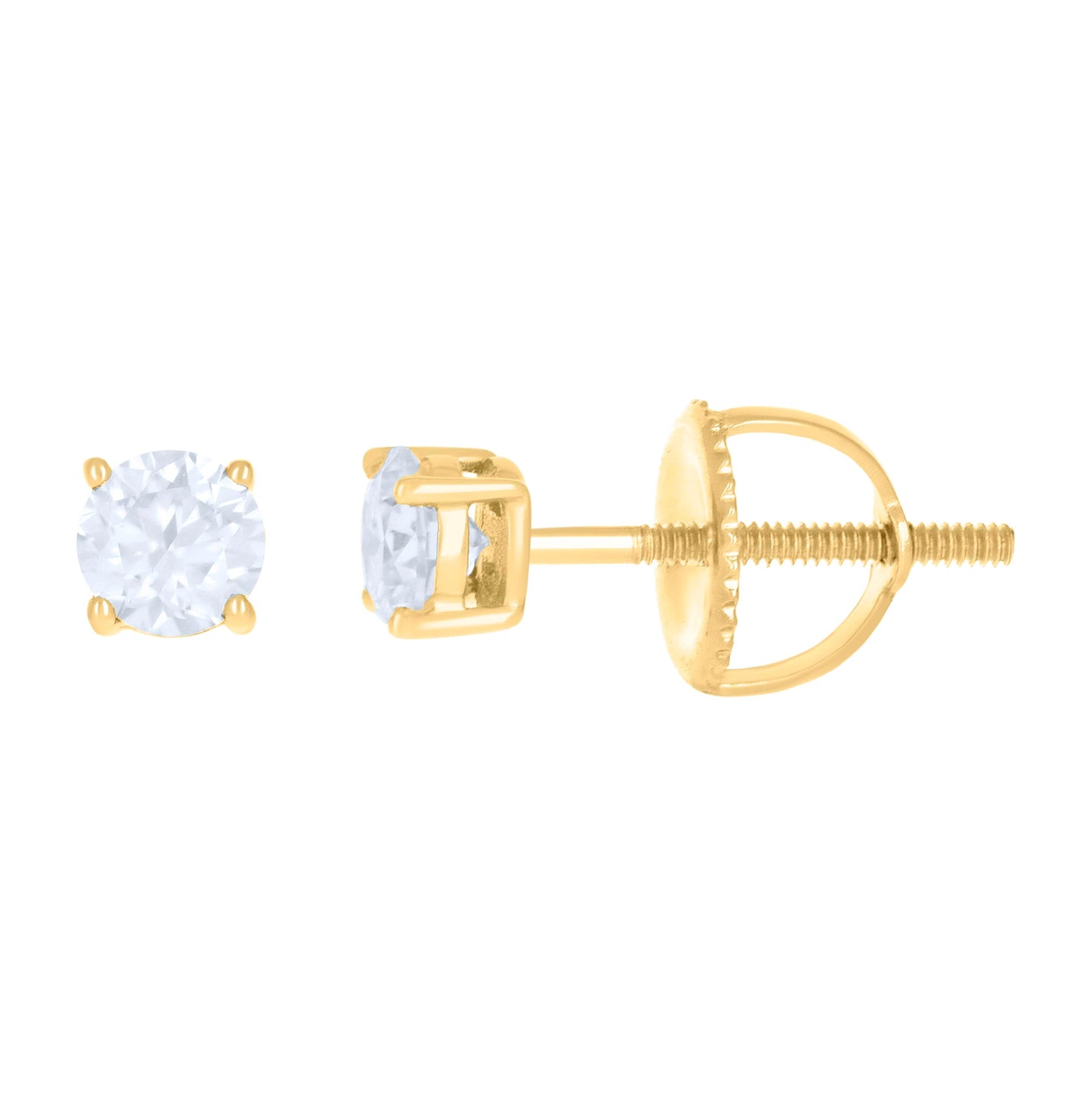 14K Yellow Gold Womens 4mm Moissanite Stud Earrings