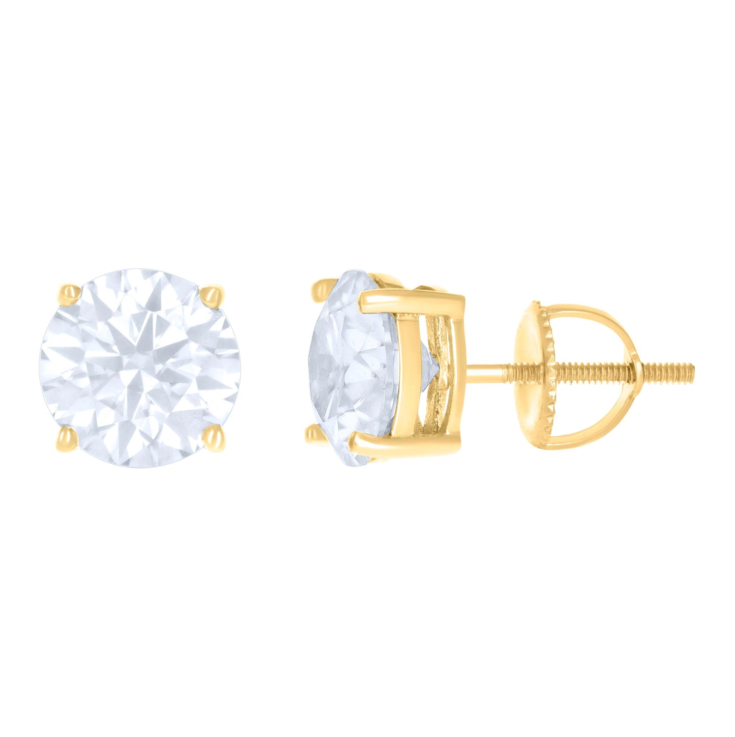 14K Yellow Gold Womens 8mm Moissanite Stud Earrings