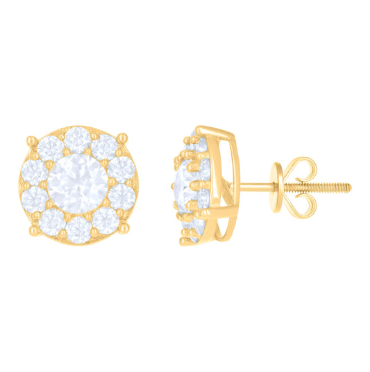 10K Yellow Gold Womens Moissanite 1.80 Cttw Fashion Stud Earrings