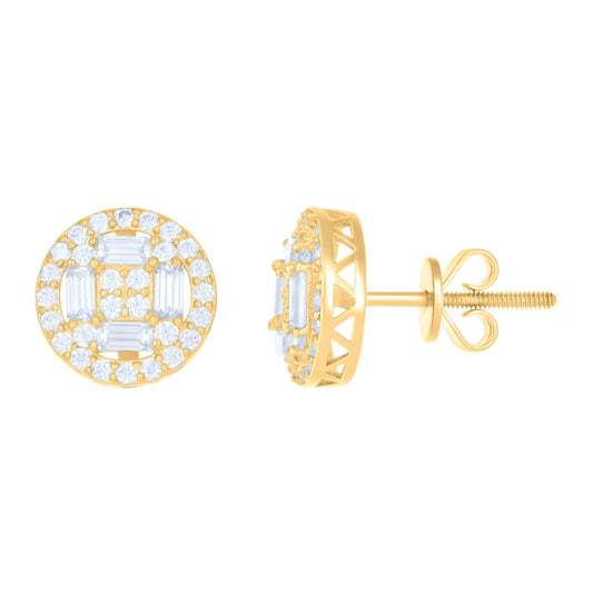 10K Yellow Gold Womens Moissanite 1.12 Cttw Fashion Stud Earrings
