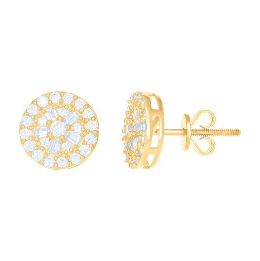 10K Yellow Gold Womens Moissanite 1.05 Cttw Fashion Stud Earrings