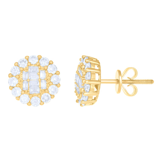 10K Yellow Gold Womens Moissanite 1.32 Cttw Fashion Stud Earrings